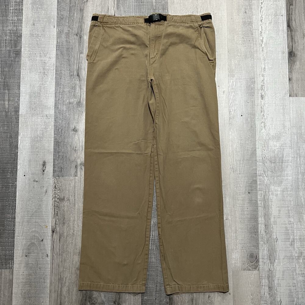Vintage prAna Belted Mens XL 37x33 Canvas Climbing Pants Brown USA 90s Outdoor